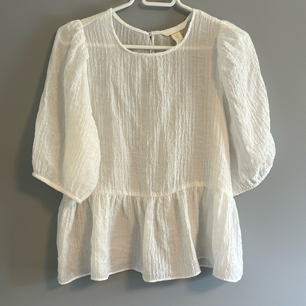 H&M Crinkle Texture Peplum blouse size M